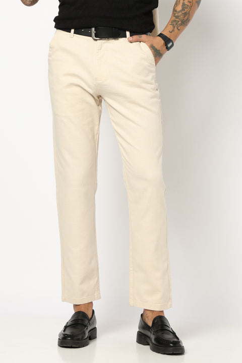 BEIGE TRAVELLER FIT MENS TROUSER