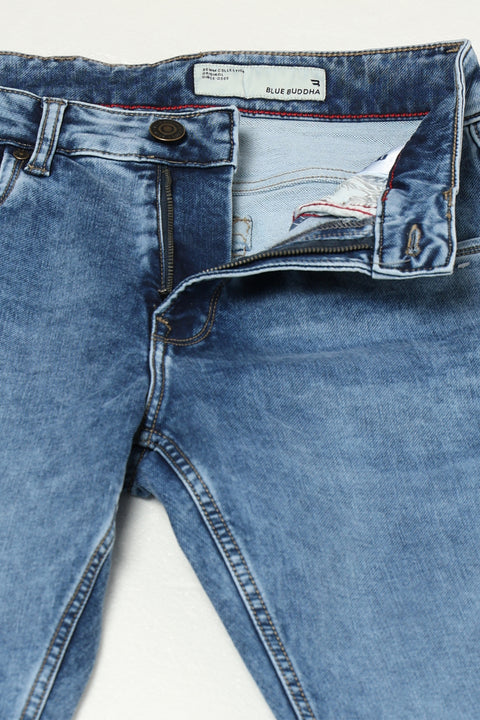 MID BLUE PLAIN SLIM FIT JEANS