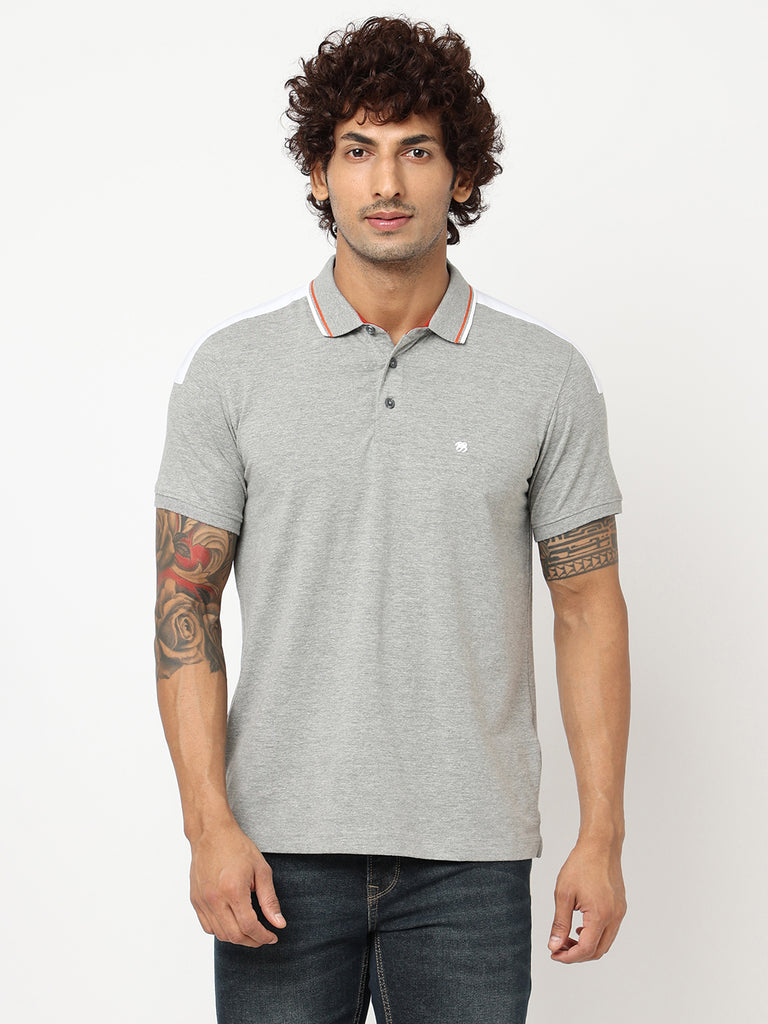 Grey Polo Collar T-shirt