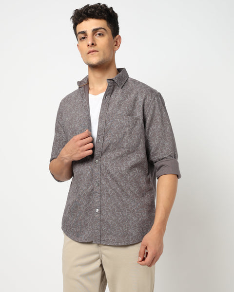 LYORE Dark Brown Printed Shirt