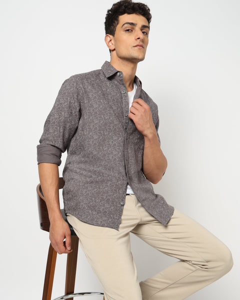 LYORE Dark Brown Printed Shirt