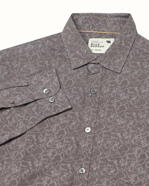 LYORE Dark Brown Printed Shirt
