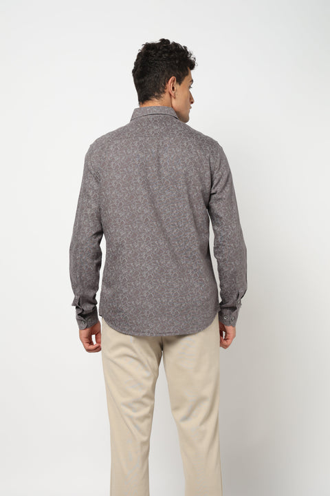 LYORE Dark Brown Printed Shirt