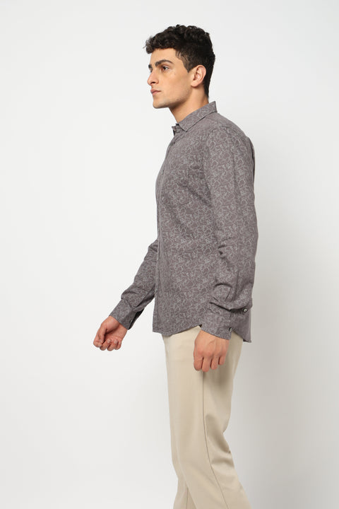 LYORE Dark Brown Printed Shirt