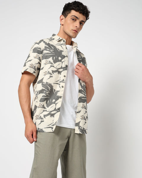 NOVEK Grey Printed Shirt