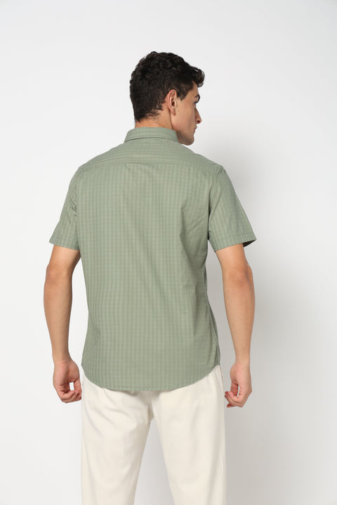 LORVEN Light Olive Half Sleeve Shirt