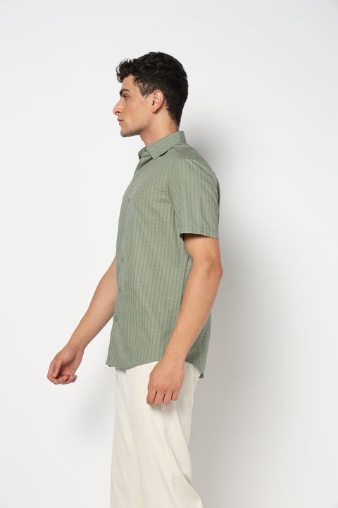LORVEN Light Olive Half Sleeve Shirt