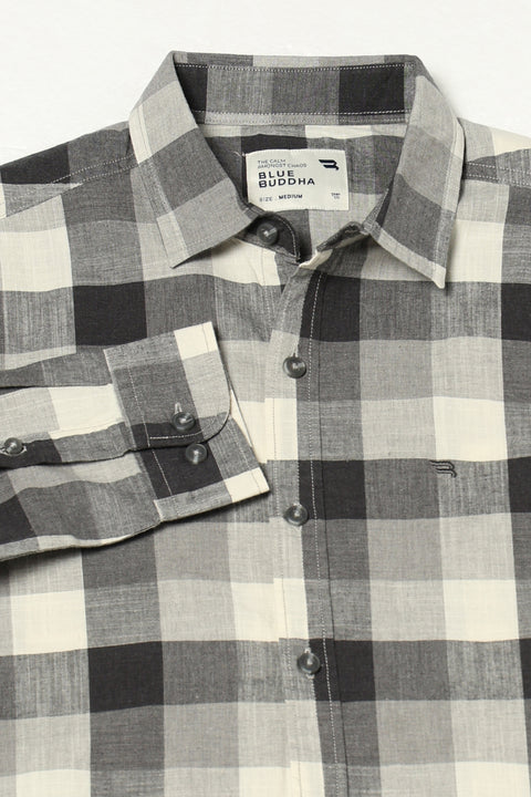 CHARCOAL CHECKERED FULL SLEEVE TAILORED FIT SHIRT