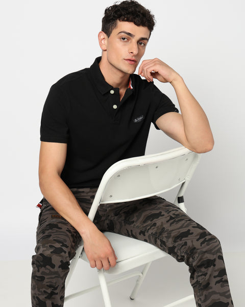 DARKON Black Polo T Shirt