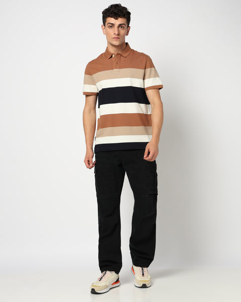 VARIK Striped Polo T Shirt