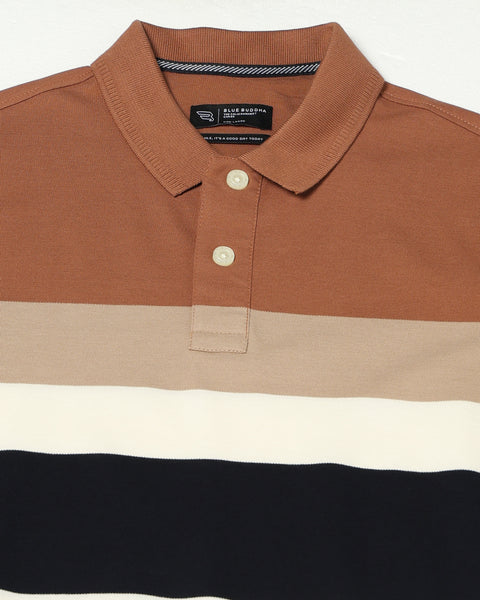 VARIK Striped Polo T Shirt