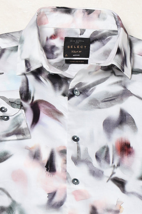 Abstract Floral Satin Printed Shirt - Shirts - 241230092