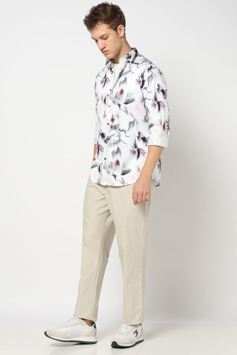 Abstract Floral Satin Printed Shirt - Shirts - 241230092