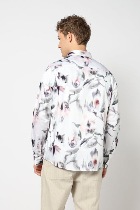 Abstract Floral Satin Printed Shirt - Shirts - 241230092