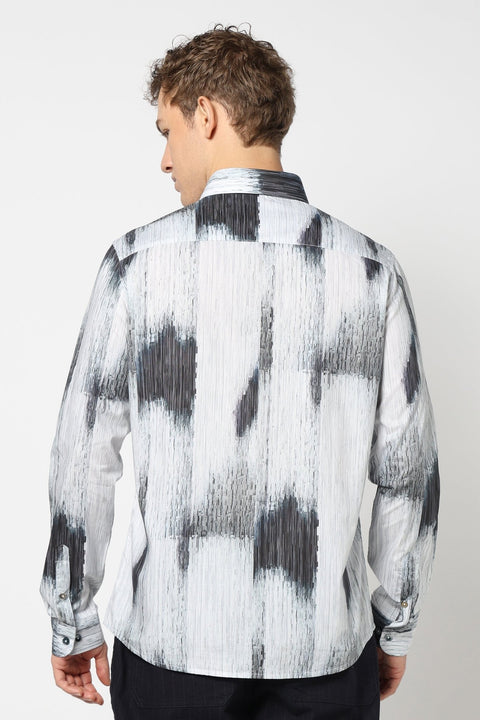 Abstract Grey Tailored Fit Shirt - Shirts - 241230187