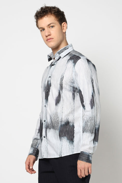 Abstract Grey Tailored Fit Shirt - Shirts - 241230187