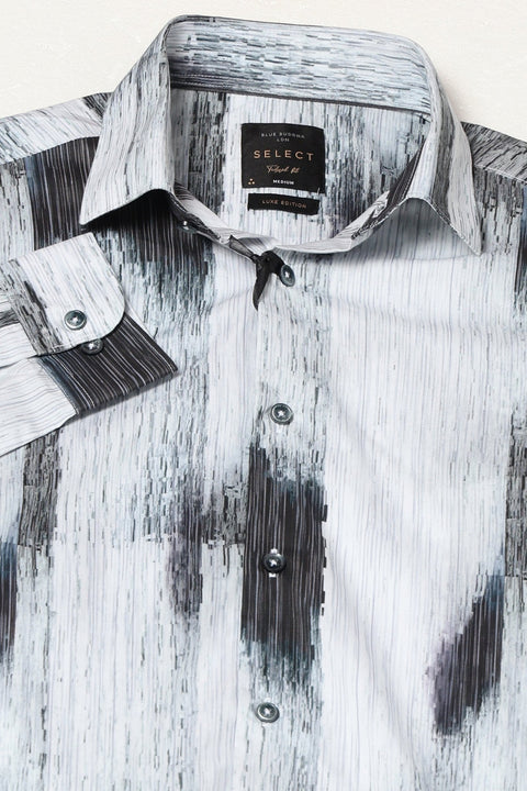 Abstract Grey Tailored Fit Shirt - Shirts - 241230187