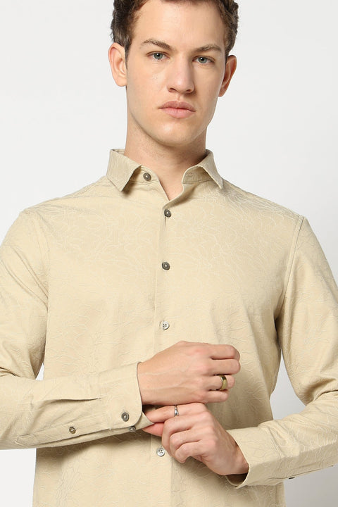 Beige Abstract Printed Shirt - Shirt - 250230528