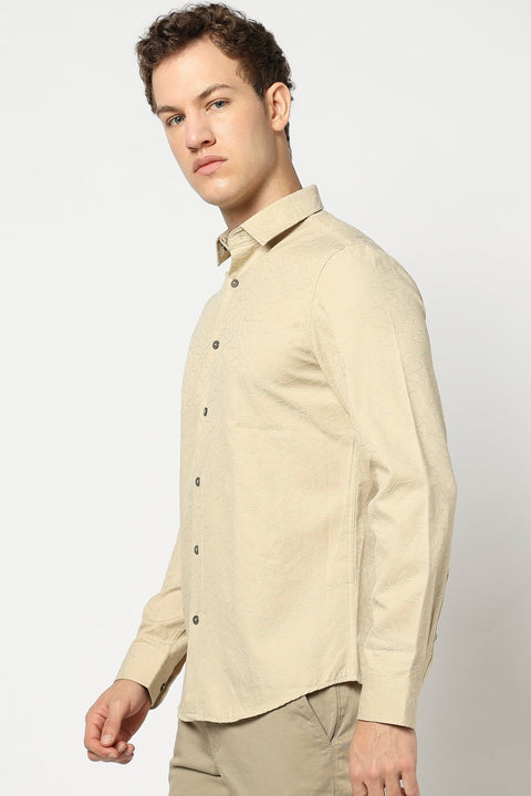 Beige Abstract Printed Shirt - Shirt - 250230528