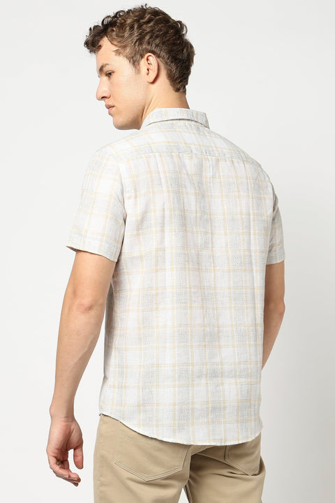 Beige Half Sleeve Checkered Shirt - Shirt - 250431108