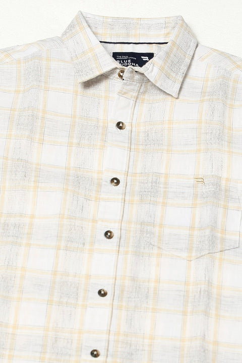 Beige Half Sleeve Checkered Shirt - Shirt - 250431108