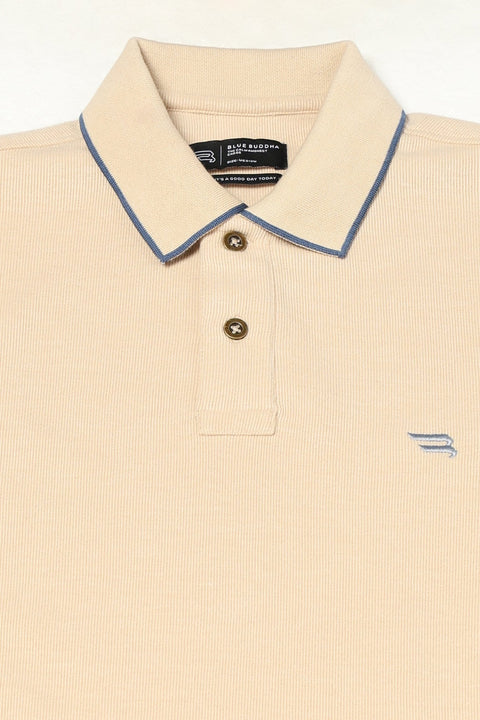 BEIGE PLAIN HALF SLEEVE POLO - T Shirt - 2506301298