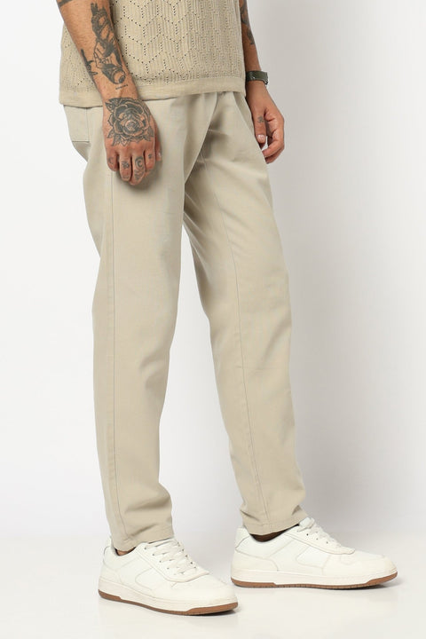 BEIGE PLAIN PLEATED MENS TROUSER - Trousers - 250740531