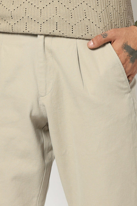 BEIGE PLAIN PLEATED MENS TROUSER - Trousers - 250740531