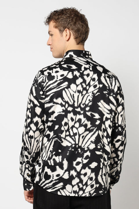 Black Abstract Print Shirt - Shirts - 241230142