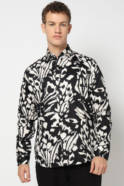 Black Abstract Print Shirt - Shirts - 241230142