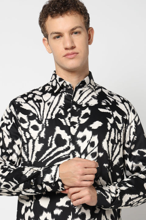 Black Abstract Print Shirt - Shirts - 241230142