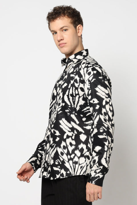 Black Abstract Print Shirt - Shirts - 241230142