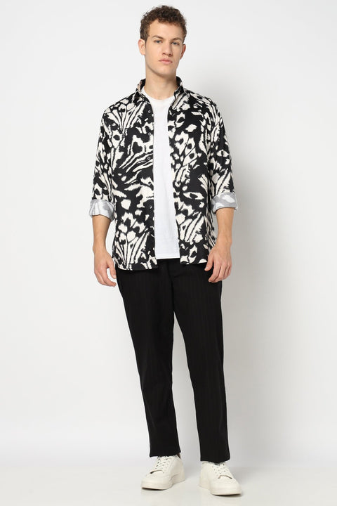 Black Abstract Print Shirt - Shirts - 241230142