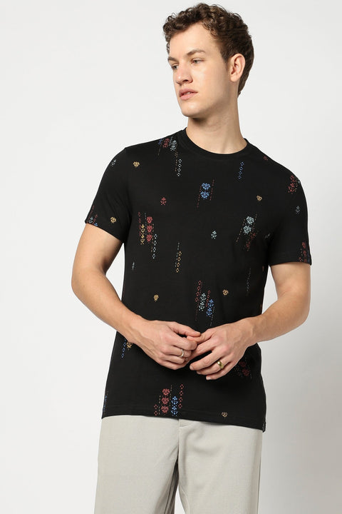 Black All Over Printed T Shirt - T Shirts - 230730606