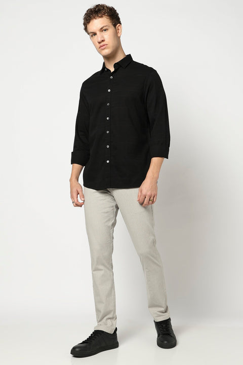 Black Full Sleeve Tailored Fit Shirt - Shirts - 250331043