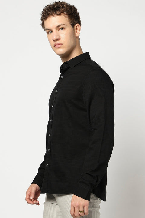 Black Full Sleeve Tailored Fit Shirt - Shirts - 250331043