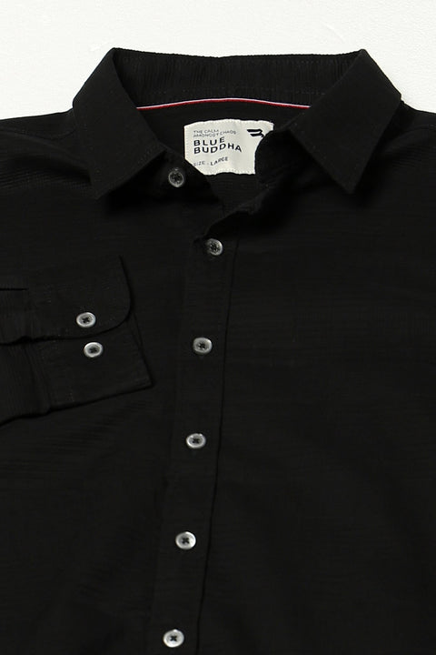 Black Full Sleeve Tailored Fit Shirt - Shirts - 250331043