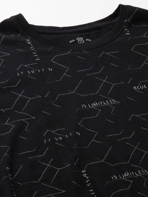 Black Overall Printed T-shirt - T-Shirt - 230430419