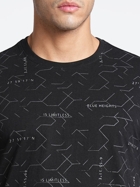 Black Overall Printed T-shirt - T-Shirt - 230430419