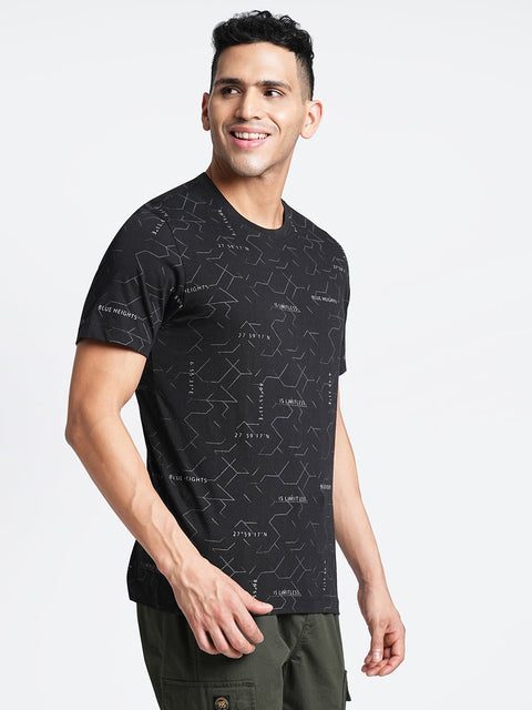Black Overall Printed T-shirt - T-Shirt - 230430419