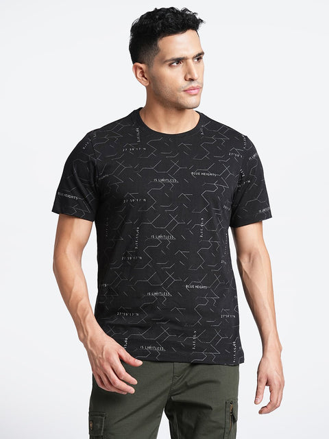 Black Overall Printed T-shirt - T-Shirt - 230430419