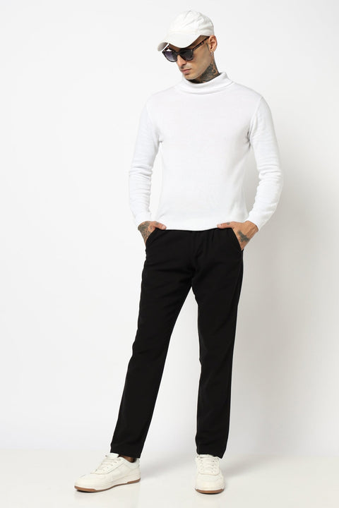 BLACK PLAIN PLEATED MENS TROUSER - Trousers - 250740536