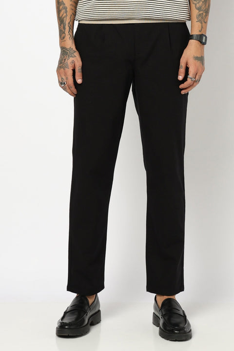BLACK PLAIN RELAXED FIT LINEN TROUSER - Trousers - 250440122