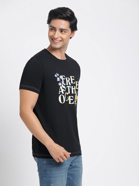Black Printed Cotton T-Shirt - T-Shirt - 231131087