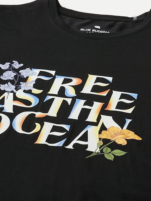 Black Printed Cotton T-Shirt - T-Shirt - 231131087