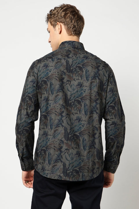 Black Printed Tailored Fit Shirt - Shirt - 241230237