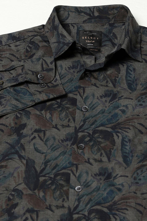 Black Printed Tailored Fit Shirt - Shirt - 241230237