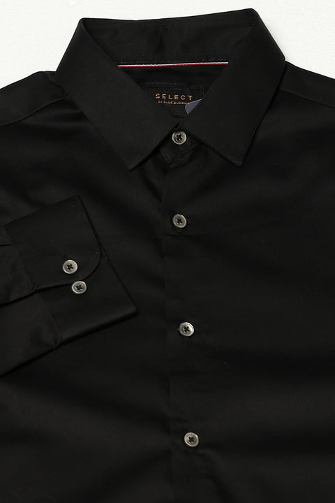 Black Solid Tailored Fit Shirt - Shirts - 250731627