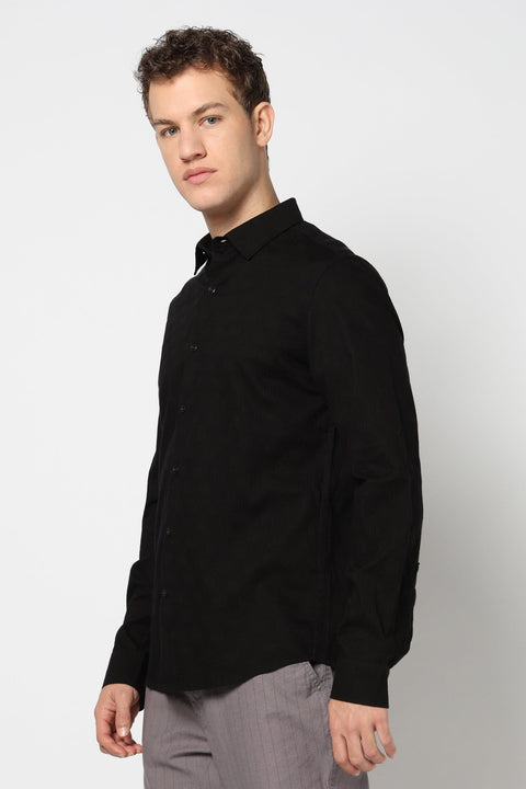 Black Solid Tailored Fit Shirt - Shirt - 250731627