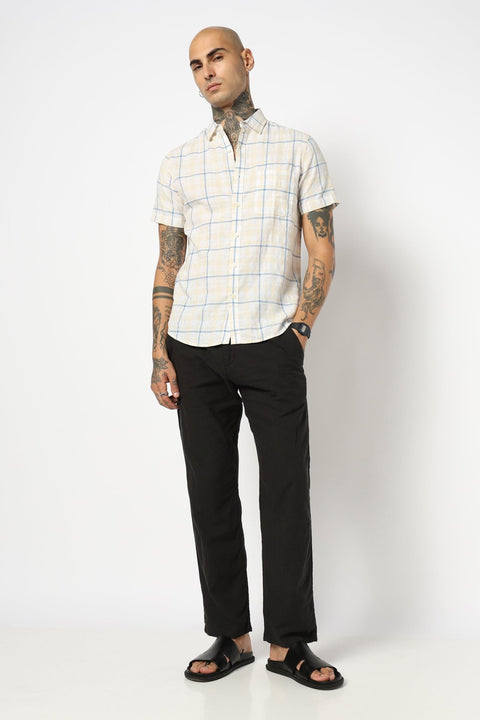 BLUE CHECKERED HALF SLEEVE SHIRT-Shirt - 250531273